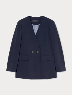 Giacca in tela di lana crêpe