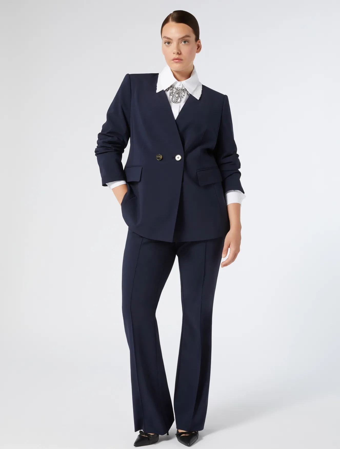 Giacca in tela di lana crêpe