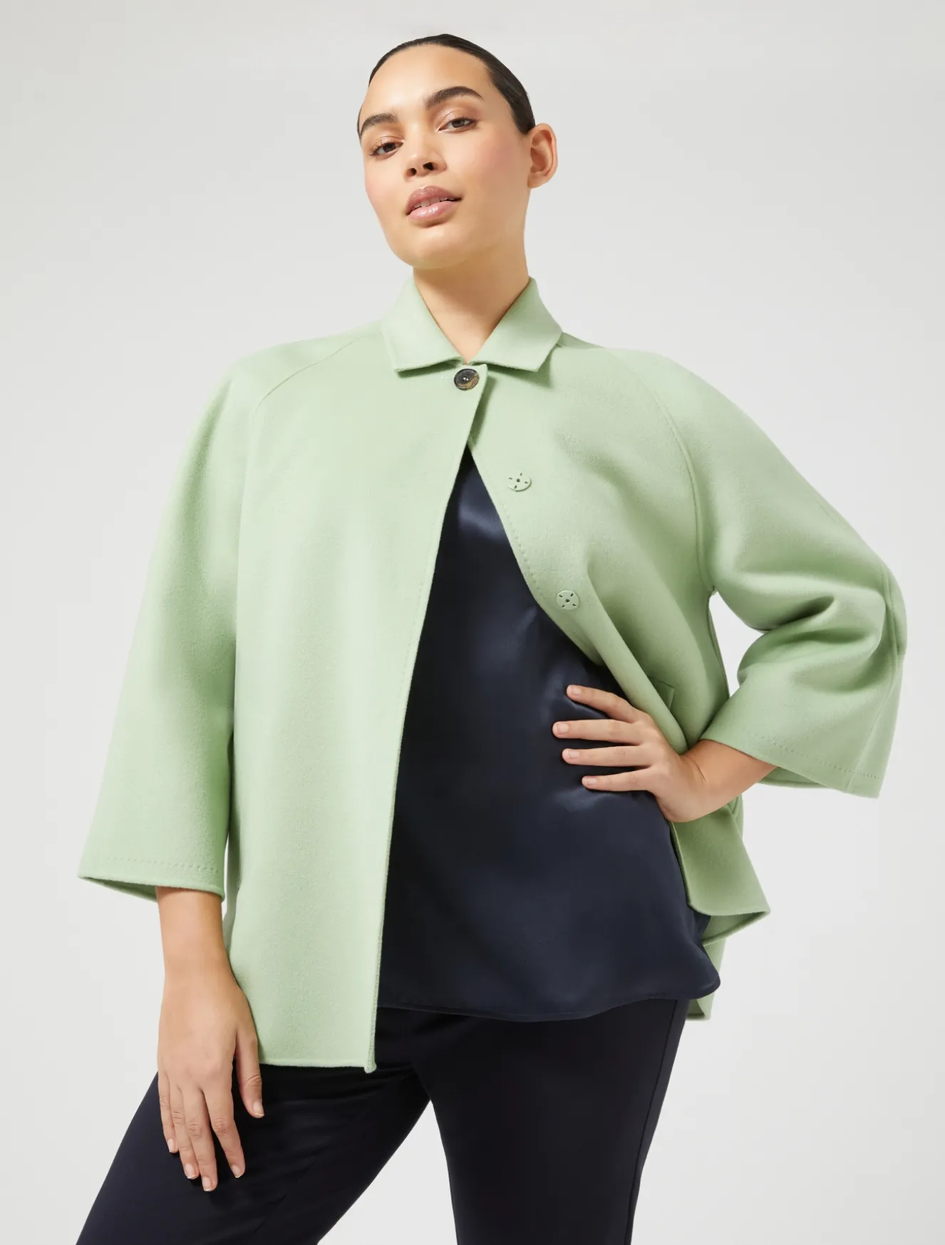 Giaccone in double di lana e cachemire