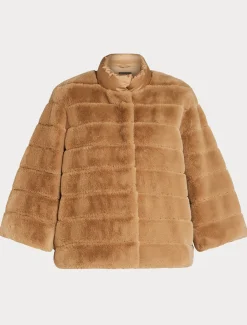 Giaccone in tessuto effetto pelliccia e tela di nylon