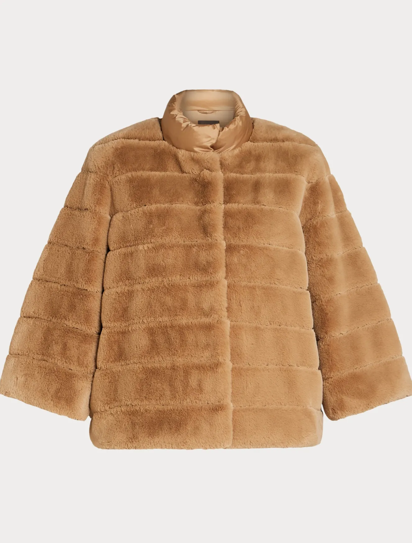 Giaccone in tessuto effetto pelliccia e tela di nylon