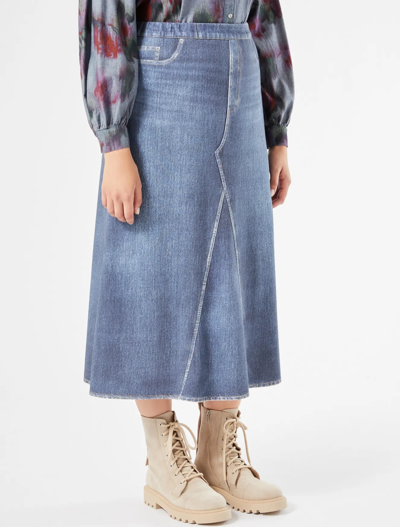 Gonna in felpa stampata