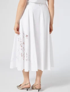 Gonna in popeline con ricamo