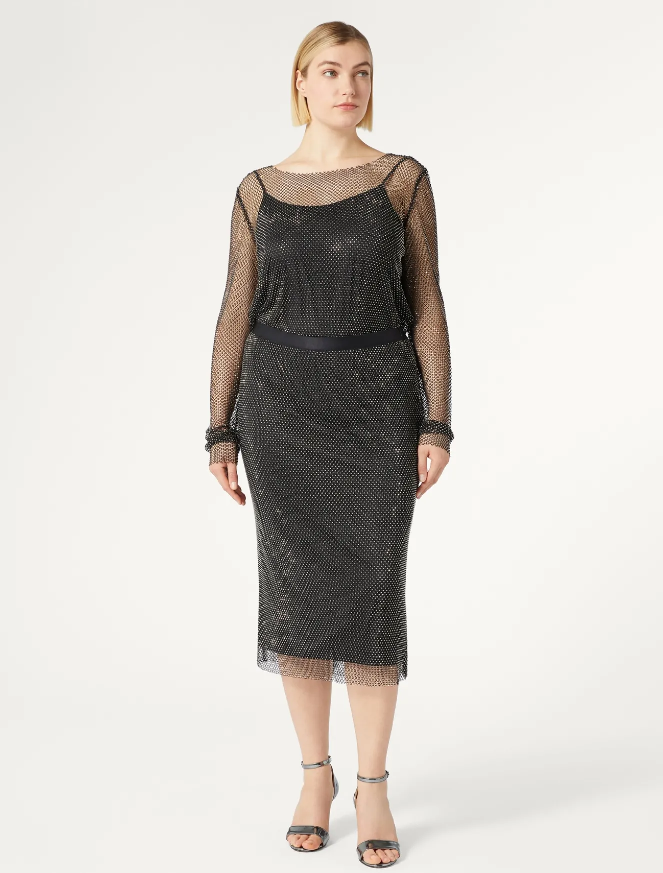 Gonna in rete con strass