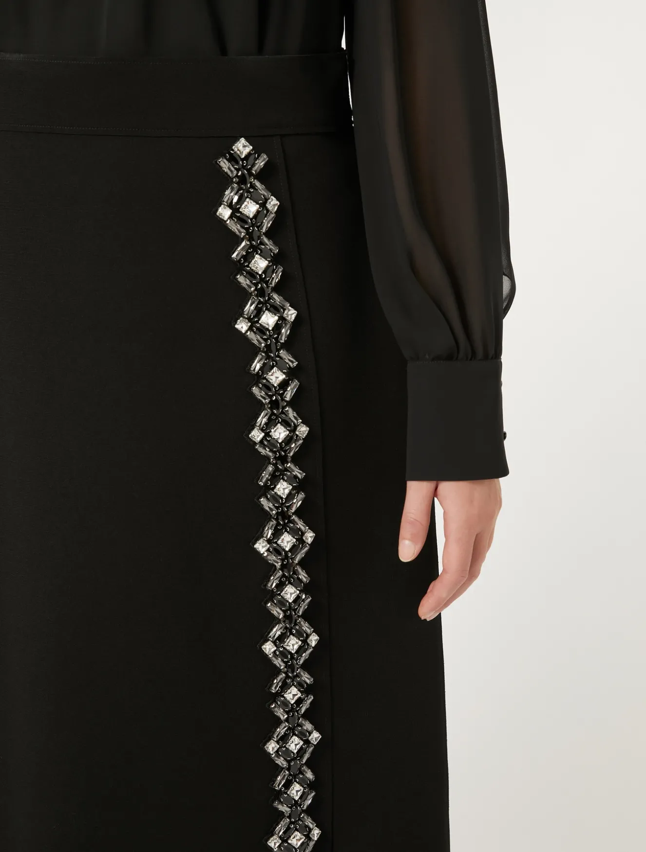 Gonna lunga in cady con strass