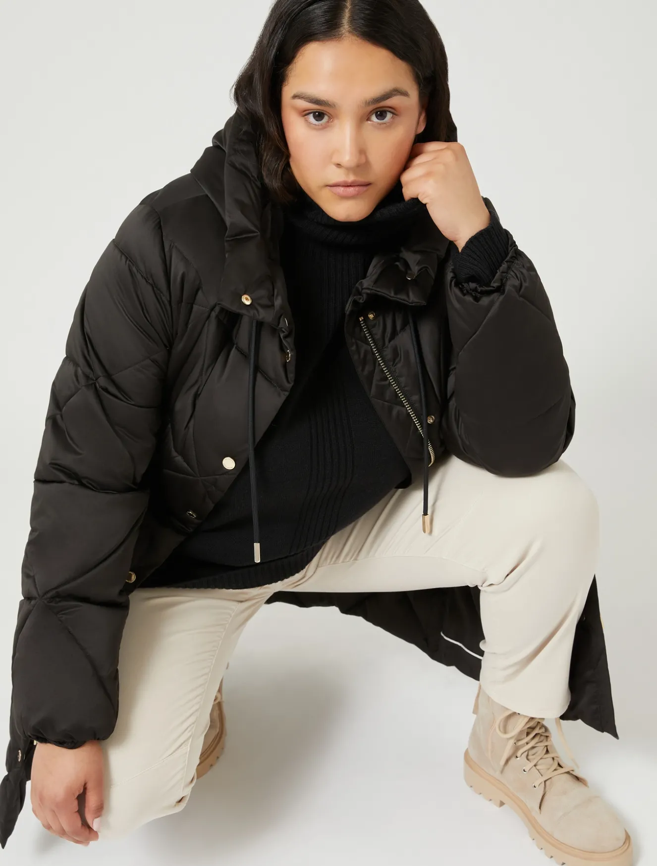 Imbottito lungo in raso antigoccia