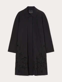 Impermeabile in twill antigoccia con ricamo