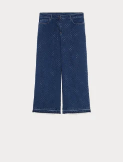 Jeans in denim con strass