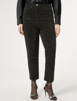 Jeans in denim con strass