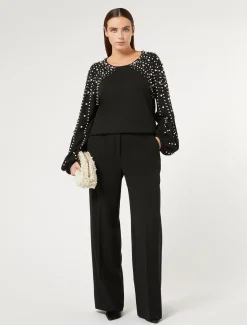 Maglia in viscosa stretch con perle