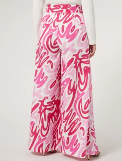 Pantaloni ampi in popeline stampato