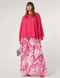 Pantaloni ampi in popeline stampato