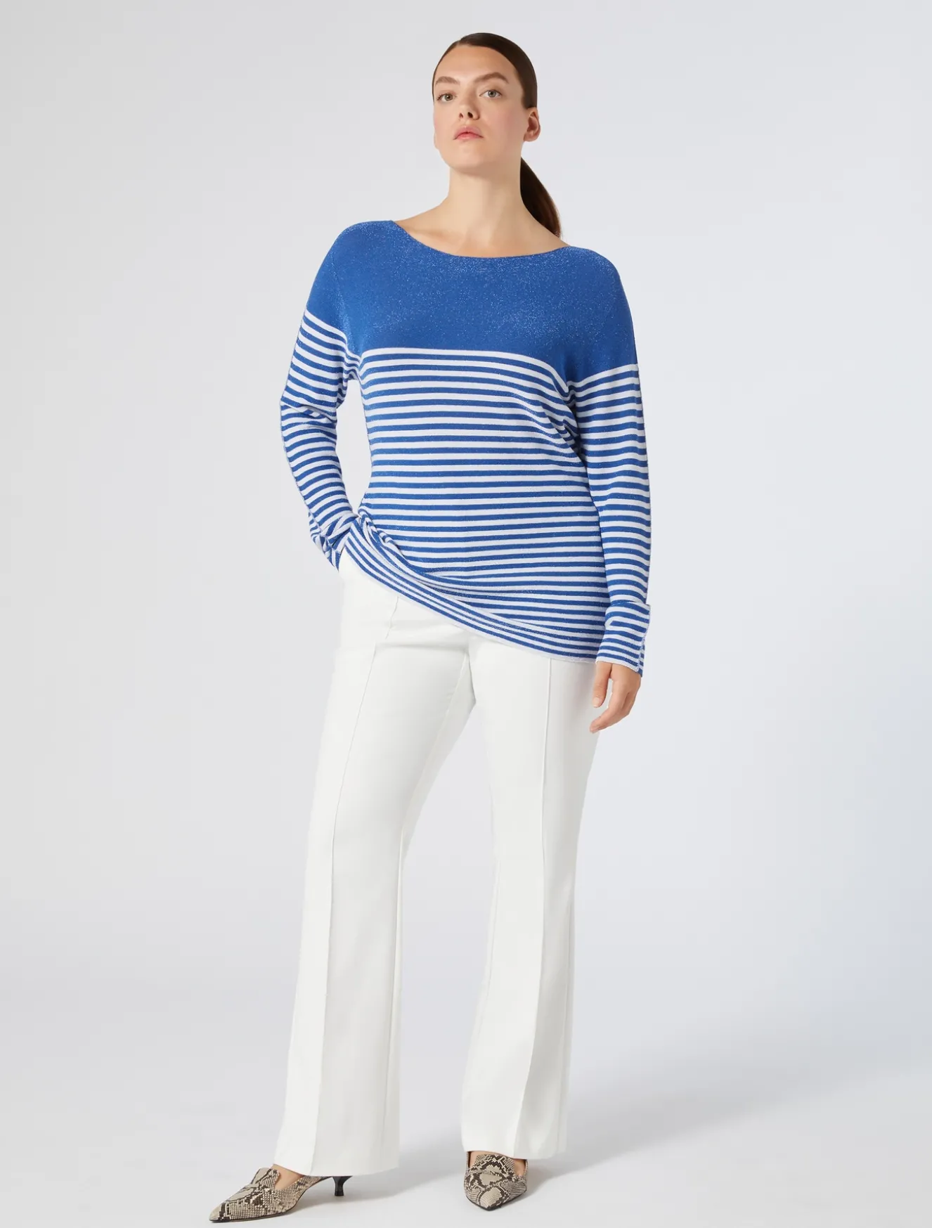 Pantaloni flare in cotone stretch