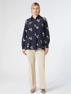 Pantaloni flare in cotone stretch