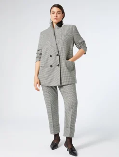 Pantaloni in batavia di lana stretch