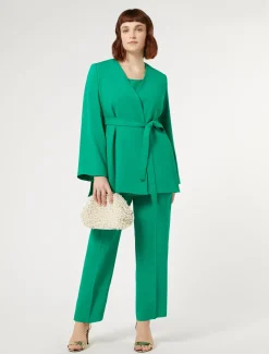 Pantaloni in crêpe envers satin