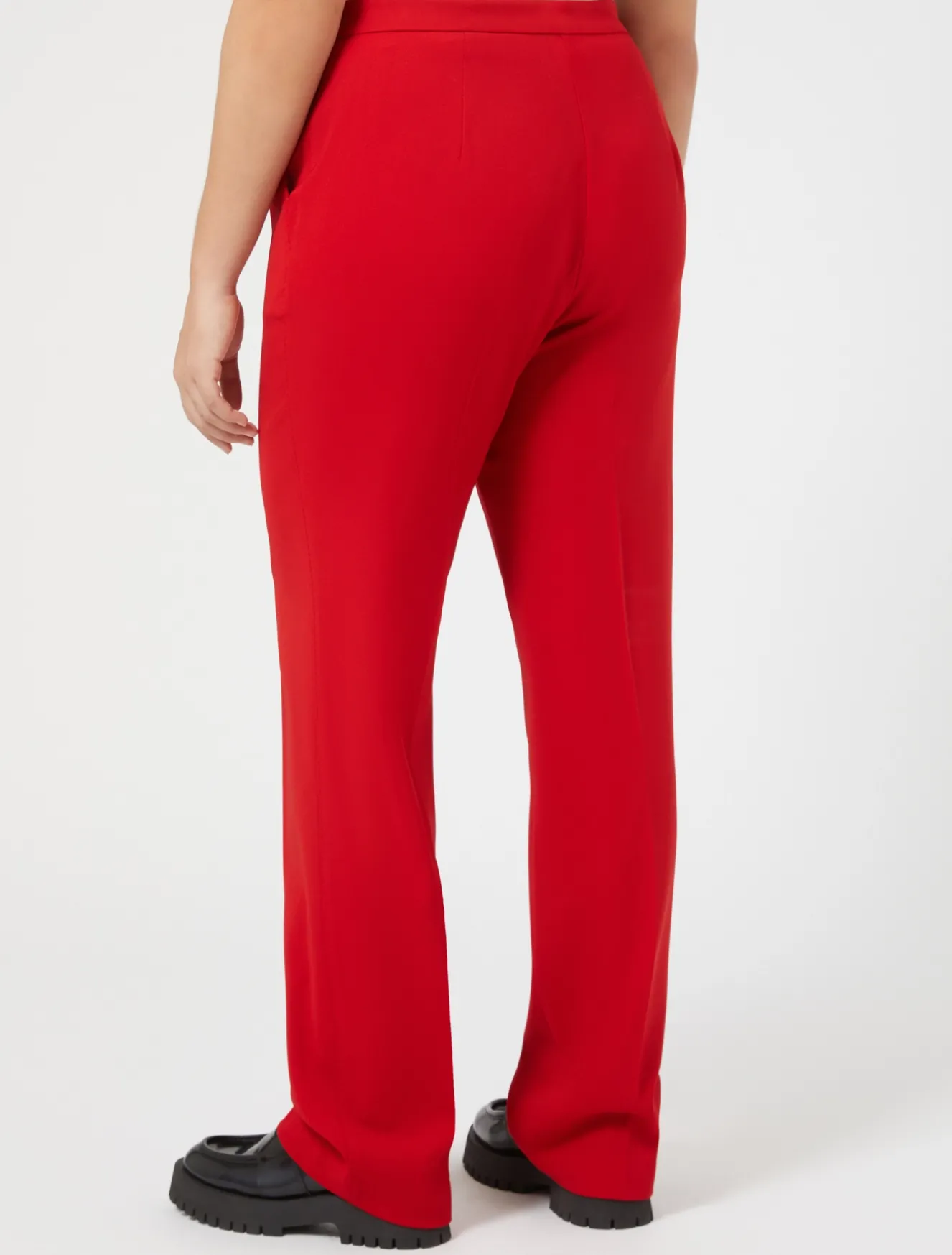 Pantaloni in crêpe satin di lana