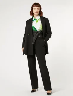 Pantaloni in crêpe satin di lana