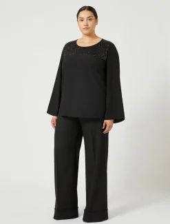 Pantaloni in tessuto tinto filo e viscosa