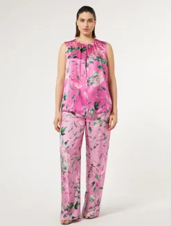 Pantaloni in twill di seta