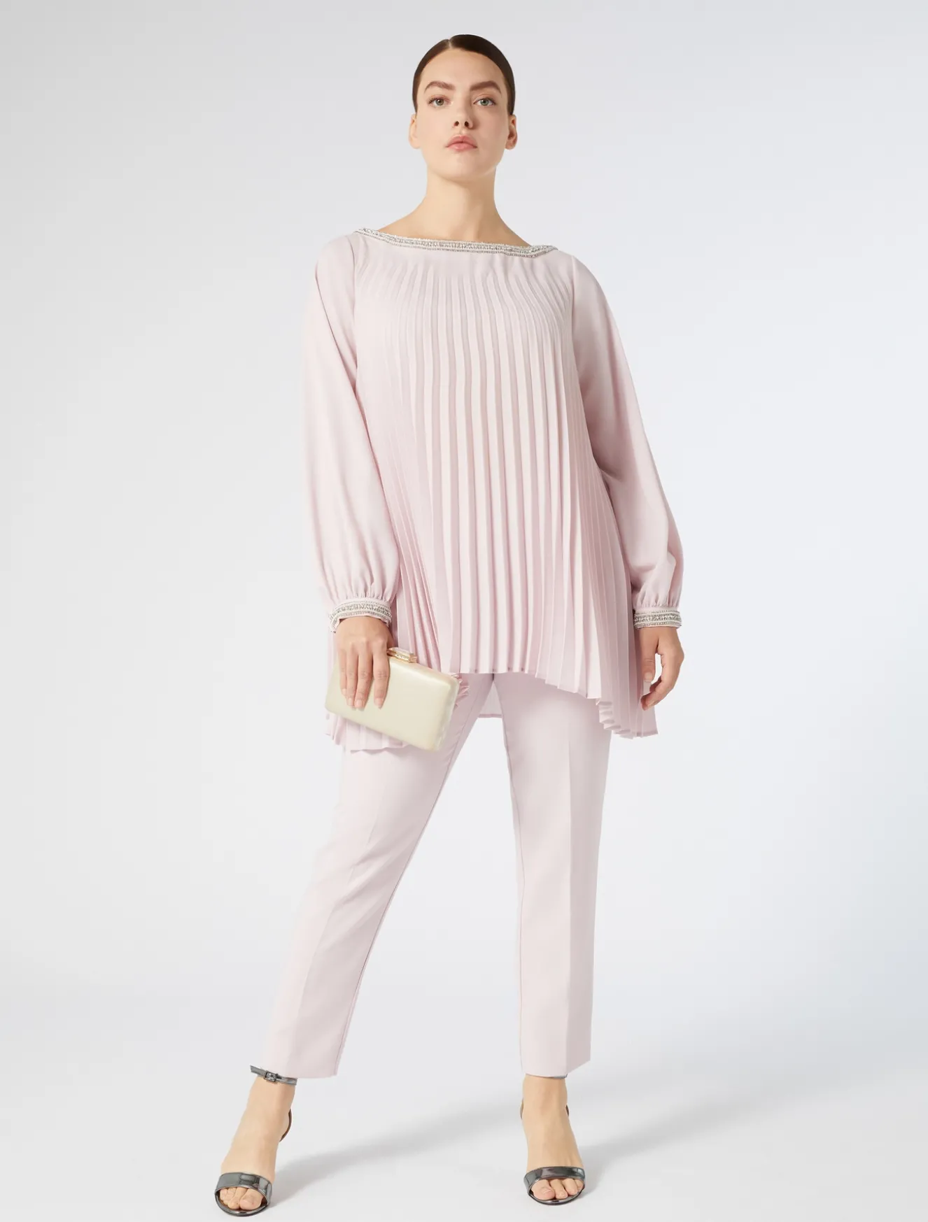 Pantaloni slim in cady triacetato