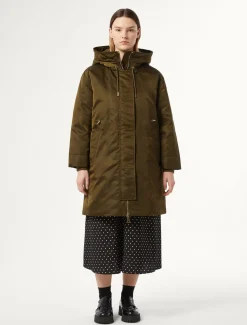 Parka lungo imbottito in twill