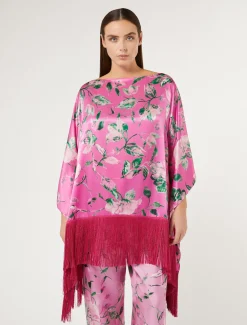 Poncho in raso di seta