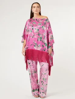 Poncho in raso di seta