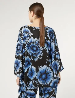 Poncho in raso stampato