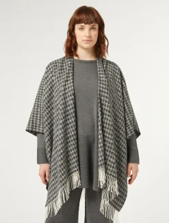 Poncho in tessuto tinto filo