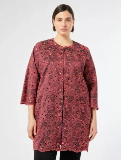 Spolverino in taffetà ricamato