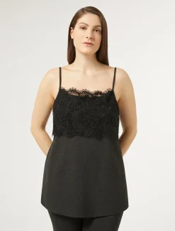 Top in jersey con pizzo