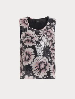 Top in paillettes e raso