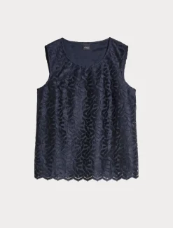 Top in tulle ricamato