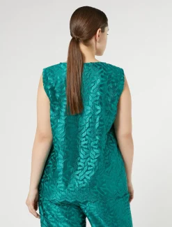 Top in tulle ricamato