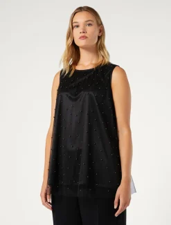 Top in tulle ricamato