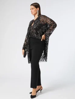 Top in tulle ricamato