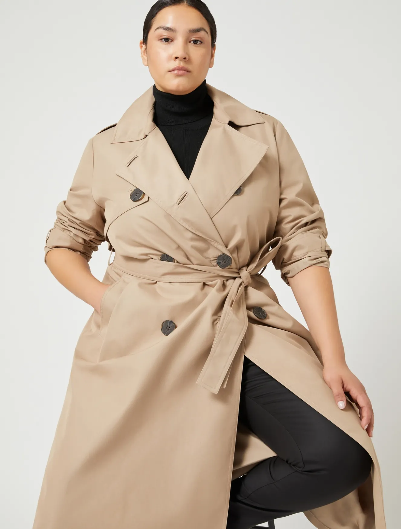 Trench impermeabile in misto cotone