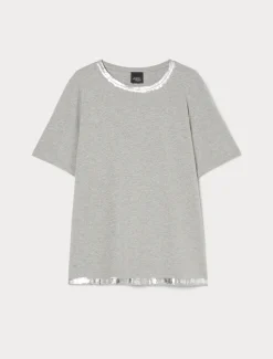 T-shirt in jersey con ricamo