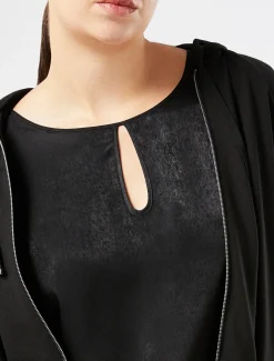 T-shirt in jersey di viscosa e raso