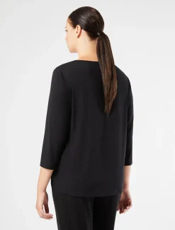 T-shirt in jersey di viscosa e raso