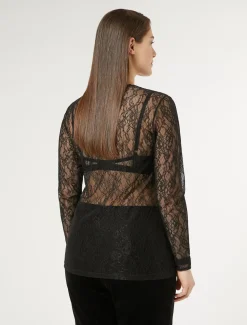 T-shirt in pizzo stretch