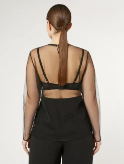 T-shirt in tulle con ricamo