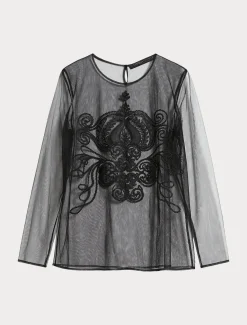 T-shirt in tulle con ricamo